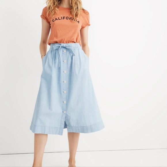 Madewell Dresses & Skirts - Madewell Tie Palisade Button-Front Midi Skirt